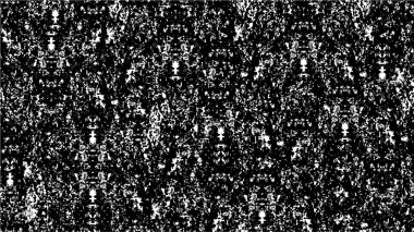Grunge üst üste biniyor. Soyut siyah-beyaz vektör arkaplanı. Çatlak, leke ve noktalarda kirli desenli tek renkli klasik yüzey. Karanlık korku tarzında eski bir duvar.