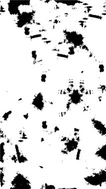 Grunge üst üste biniyor. Soyut siyah-beyaz vektör arkaplanı. Çatlak, leke ve noktalarda kirli desenli tek renkli klasik yüzey. Karanlık korku tarzında eski bir duvar.