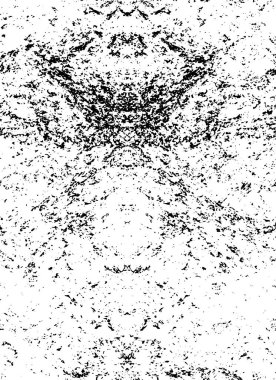 Grunge üst üste biniyor. Soyut siyah-beyaz vektör arkaplanı. Çatlak, leke ve noktalarda kirli desenli tek renkli klasik yüzey. Karanlık korku tarzında eski bir duvar.