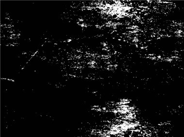 Grunge üst üste biniyor. Soyut siyah-beyaz vektör arkaplanı. Çatlak, leke ve noktalarda kirli desenli tek renkli klasik yüzey. Karanlık korku tarzında eski bir duvar.