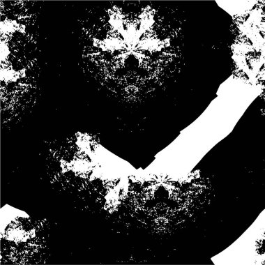 Grunge üst üste biniyor. Soyut siyah-beyaz vektör arkaplanı. Çatlak, leke ve noktalarda kirli desenli tek renkli klasik yüzey. Karanlık korku tarzında eski bir duvar.