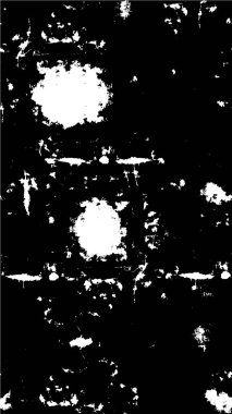 Grunge üst üste biniyor. Soyut siyah-beyaz vektör arkaplanı. Çatlak, leke ve noktalarda kirli desenli tek renkli klasik yüzey. Karanlık korku tarzında eski bir duvar.