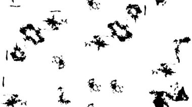 Grunge üst üste biniyor. Soyut siyah-beyaz vektör arkaplanı. Çatlak, leke ve noktalarda kirli desenli tek renkli klasik yüzey. Karanlık korku tarzında eski bir duvar.