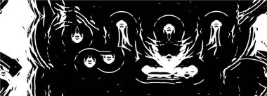 Mürekkepli siyah beyaz çizim. grunge dokusu