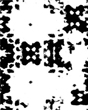 Grunge üst üste biniyor. Soyut siyah-beyaz vektör arkaplanı. Çatlak, leke ve noktalarda kirli desenli tek renkli klasik yüzey. Karanlık korku tarzında eski bir duvar.