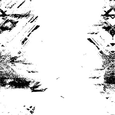 Grunge üst üste biniyor. Soyut siyah-beyaz vektör arkaplanı. Çatlak, leke ve noktalarda kirli desenli tek renkli klasik yüzey. Karanlık korku tarzında eski bir duvar.