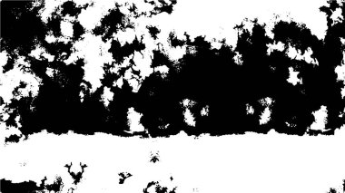 Grunge üst üste biniyor. Soyut siyah-beyaz vektör arkaplanı. Çatlak, leke ve noktalarda kirli desenli tek renkli klasik yüzey. Karanlık korku tarzında eski bir duvar.