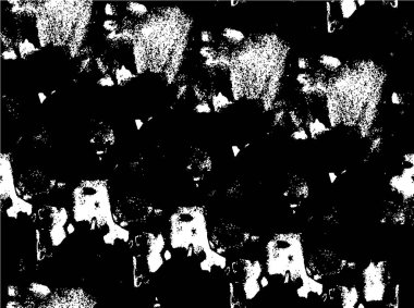 Grunge üst üste biniyor. Soyut siyah-beyaz vektör arkaplanı. Çatlak, leke ve noktalarda kirli desenli tek renkli klasik yüzey. Karanlık korku tarzında eski bir duvar.
