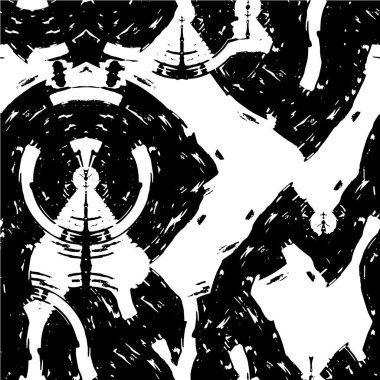 Grunge üst üste biniyor. Soyut siyah-beyaz vektör arkaplanı. Çatlak, leke ve noktalarda kirli desenli tek renkli klasik yüzey. Karanlık korku tarzında eski bir duvar.