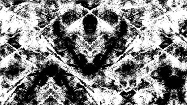 Grunge üst üste biniyor. Soyut siyah-beyaz vektör arkaplanı. Çatlak, leke ve noktalarda kirli desenli tek renkli klasik yüzey. Karanlık korku tarzında eski bir duvar.