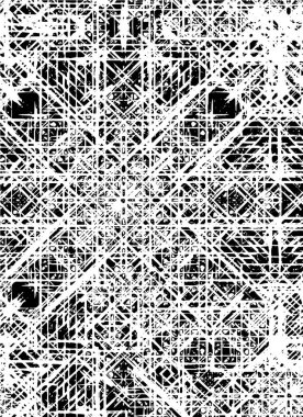 Grunge üst üste biniyor. Soyut siyah-beyaz vektör arkaplanı. Çatlak, leke ve noktalarda kirli desenli tek renkli klasik yüzey. Karanlık korku tarzında eski bir duvar.