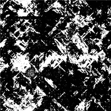Grunge üst üste biniyor. Soyut siyah-beyaz vektör arkaplanı. Çatlak, leke ve noktalarda kirli desenli tek renkli klasik yüzey. Karanlık korku tarzında eski bir duvar.
