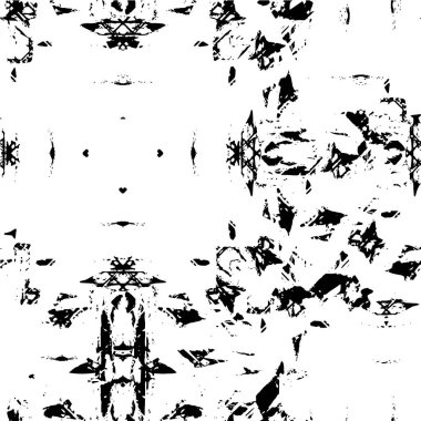Grunge üst üste biniyor. Soyut siyah-beyaz vektör arkaplanı. Çatlak, leke ve noktalarda kirli desenli tek renkli klasik yüzey. Karanlık korku tarzında eski bir duvar.