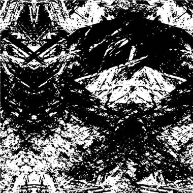 Grunge üst üste biniyor. Soyut siyah-beyaz vektör arkaplanı. Çatlak, leke ve noktalarda kirli desenli tek renkli klasik yüzey. Karanlık korku tarzında eski bir duvar.