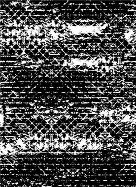 Grunge üst üste biniyor. Soyut siyah-beyaz vektör arkaplanı. Çatlak, leke ve noktalarda kirli desenli tek renkli klasik yüzey. Karanlık korku tarzında eski bir duvar.