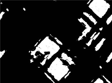 Grunge üst üste biniyor. Soyut siyah-beyaz vektör arkaplanı. Çatlak, leke ve noktalarda kirli desenli tek renkli klasik yüzey. Karanlık korku tarzında eski bir duvar.