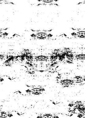 Grunge üst üste biniyor. Soyut siyah-beyaz vektör arkaplanı. Çatlak, leke ve noktalarda kirli desenli tek renkli klasik yüzey. Karanlık korku tarzında eski bir duvar.