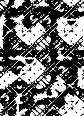 Grunge üst üste biniyor. Soyut siyah-beyaz vektör arkaplanı. Çatlak, leke ve noktalarda kirli desenli tek renkli klasik yüzey. Karanlık korku tarzında eski bir duvar.