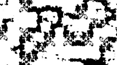 Grunge üst üste biniyor. Soyut siyah-beyaz vektör arkaplanı. Çatlak, leke ve noktalarda kirli desenli tek renkli klasik yüzey. Karanlık korku tarzında eski bir duvar.