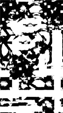Grunge üst üste biniyor. Soyut siyah-beyaz vektör arkaplanı. Çatlak, leke ve noktalarda kirli desenli tek renkli klasik yüzey. Karanlık korku tarzında eski bir duvar.