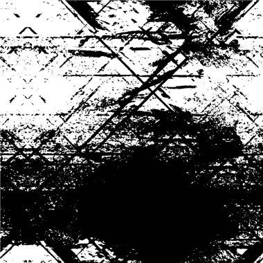 Grunge üst üste biniyor. Soyut siyah-beyaz vektör arkaplanı. Çatlak, leke ve noktalarda kirli desenli tek renkli klasik yüzey. Karanlık korku tarzında eski bir duvar.