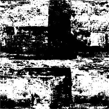 Grunge üst üste biniyor. Soyut siyah-beyaz vektör arkaplanı. Çatlak, leke ve noktalarda kirli desenli tek renkli klasik yüzey. Karanlık korku tarzında eski bir duvar.