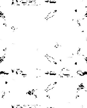 Grunge üst üste biniyor. Soyut siyah-beyaz vektör arkaplanı. Çatlak, leke ve noktalarda kirli desenli tek renkli klasik yüzey. Karanlık korku tarzında eski bir duvar.