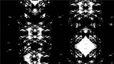 Grunge üst üste biniyor. Soyut siyah-beyaz vektör arkaplanı. Çatlak, leke ve noktalarda kirli desenli tek renkli klasik yüzey. Karanlık korku tarzında eski bir duvar.