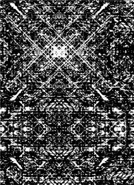 Grunge üst üste biniyor. Soyut siyah-beyaz vektör arkaplanı. Çatlak, leke ve noktalarda kirli desenli tek renkli klasik yüzey. Karanlık korku tarzında eski bir duvar.