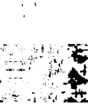 Grunge üst üste biniyor. Soyut siyah-beyaz vektör arkaplanı. Çatlak, leke ve noktalarda kirli desenli tek renkli klasik yüzey. Karanlık korku tarzında eski bir duvar.