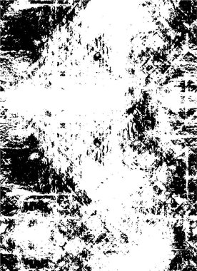 Grunge üst üste biniyor. Soyut siyah-beyaz vektör arkaplanı. Çatlak, leke ve noktalarda kirli desenli tek renkli klasik yüzey. Karanlık korku tarzında eski bir duvar.