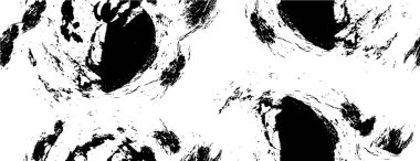 Grunge üst üste biniyor. Soyut siyah-beyaz vektör arkaplanı. Çatlak, leke ve noktalarda kirli desenli tek renkli klasik yüzey. Karanlık korku tarzında eski bir duvar.