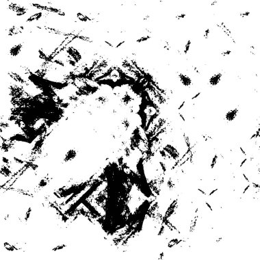 Grunge üst üste biniyor. Soyut siyah-beyaz vektör arkaplanı. Çatlak, leke ve noktalarda kirli desenli tek renkli klasik yüzey. Karanlık korku tarzında eski bir duvar.