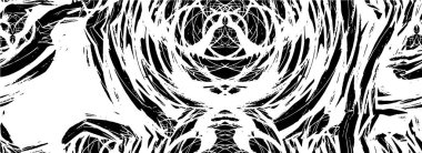 Grunge üst üste biniyor. Soyut siyah-beyaz vektör arkaplanı. Çatlak, leke ve noktalarda kirli desenli tek renkli klasik yüzey. Karanlık korku tarzında eski bir duvar.