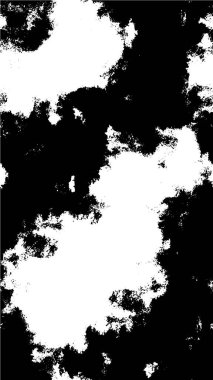 Grunge üst üste biniyor. Soyut siyah-beyaz vektör arkaplanı. Çatlak, leke ve noktalarda kirli desenli tek renkli klasik yüzey. Karanlık korku tarzında eski bir duvar.