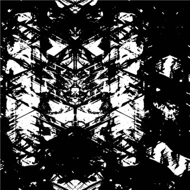 Grunge üst üste biniyor. Soyut siyah-beyaz vektör arkaplanı. Çatlak, leke ve noktalarda kirli desenli tek renkli klasik yüzey. Karanlık korku tarzında eski bir duvar.