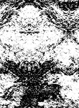 Grunge üst üste biniyor. Soyut siyah-beyaz vektör arkaplanı. Çatlak, leke ve noktalarda kirli desenli tek renkli klasik yüzey. Karanlık korku tarzında eski bir duvar.