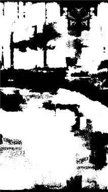 Grunge üst üste biniyor. Soyut siyah-beyaz vektör arkaplanı. Çatlak, leke ve noktalarda kirli desenli tek renkli klasik yüzey. Karanlık korku tarzında eski bir duvar.