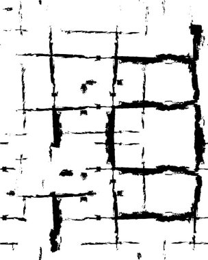 Grunge üst üste biniyor. Soyut siyah-beyaz vektör arkaplanı. Çatlak, leke ve noktalarda kirli desenli tek renkli klasik yüzey. Karanlık korku tarzında eski bir duvar.