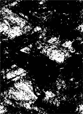 Grunge üst üste biniyor. Soyut siyah-beyaz vektör arkaplanı. Çatlak, leke ve noktalarda kirli desenli tek renkli klasik yüzey. Karanlık korku tarzında eski bir duvar.