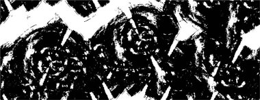 Grunge üst üste biniyor. Soyut siyah-beyaz vektör arkaplanı. Çatlak, leke ve noktalarda kirli desenli tek renkli klasik yüzey. Karanlık korku tarzında eski bir duvar.