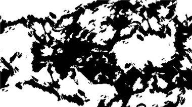 Grunge üst üste biniyor. Soyut siyah-beyaz vektör arkaplanı. Çatlak, leke ve noktalarda kirli desenli tek renkli klasik yüzey. Karanlık korku tarzında eski bir duvar.