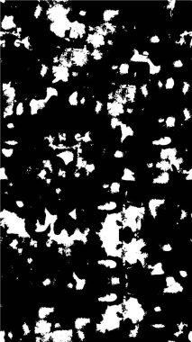 Grunge üst üste biniyor. Soyut siyah-beyaz vektör arkaplanı. Çatlak, leke ve noktalarda kirli desenli tek renkli klasik yüzey. Karanlık korku tarzında eski bir duvar.
