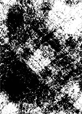 Grunge üst üste biniyor. Soyut siyah-beyaz vektör arkaplanı. Çatlak, leke ve noktalarda kirli desenli tek renkli klasik yüzey. Karanlık korku tarzında eski bir duvar.