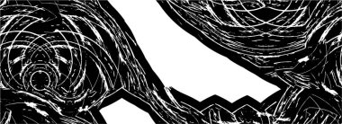 Grunge üst üste biniyor. Soyut siyah-beyaz vektör arkaplanı. Çatlak, leke ve noktalarda kirli desenli tek renkli klasik yüzey. Karanlık korku tarzında eski bir duvar.