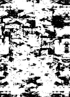 Grunge üst üste biniyor. Soyut siyah-beyaz vektör arkaplanı. Çatlak, leke ve noktalarda kirli desenli tek renkli klasik yüzey. Karanlık korku tarzında eski bir duvar.