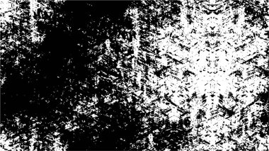 Grunge üst üste biniyor. Soyut siyah-beyaz vektör arkaplanı. Çatlak, leke ve noktalarda kirli desenli tek renkli klasik yüzey. Karanlık korku tarzında eski bir duvar.
