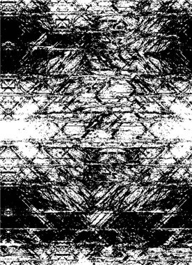 Grunge üst üste biniyor. Soyut siyah-beyaz vektör arkaplanı. Çatlak, leke ve noktalarda kirli desenli tek renkli klasik yüzey. Karanlık korku tarzında eski bir duvar.