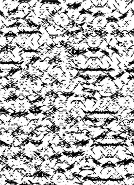 Grunge üst üste biniyor. Soyut siyah-beyaz vektör arkaplanı. Çatlak, leke ve noktalarda kirli desenli tek renkli klasik yüzey. Karanlık korku tarzında eski bir duvar.