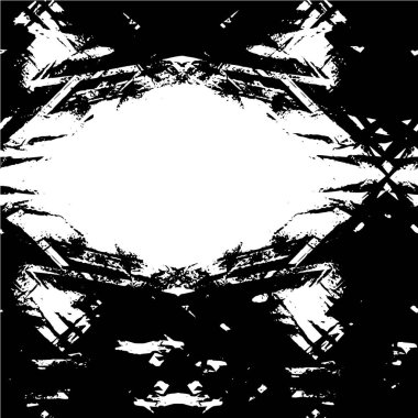 Grunge üst üste biniyor. Soyut siyah-beyaz vektör arkaplanı. Çatlak, leke ve noktalarda kirli desenli tek renkli klasik yüzey. Karanlık korku tarzında eski bir duvar.